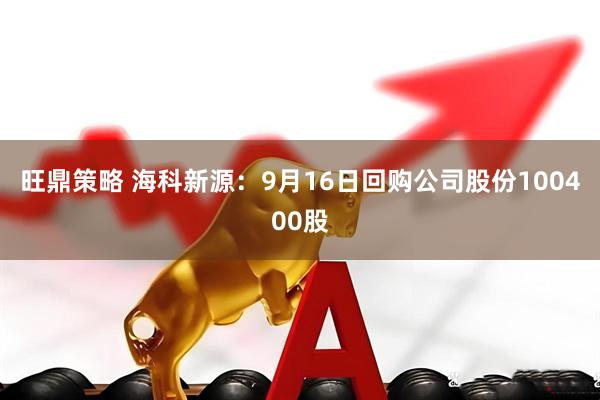 旺鼎策略 海科新源：9月16日回购公司股份100400股