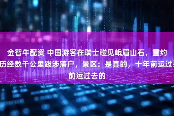 金智牛配资 中国游客在瑞士碰见峨眉山石，重约8吨历经数千公里跋涉落户，景区：是真的，十年前运过去的